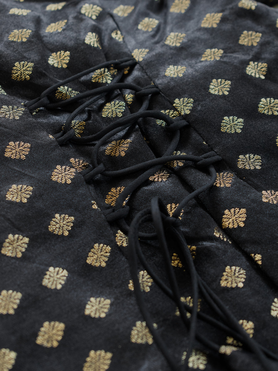 Chamki x Tyohaar | Black Butta Satin Viscose Angrakha-Sharara Set