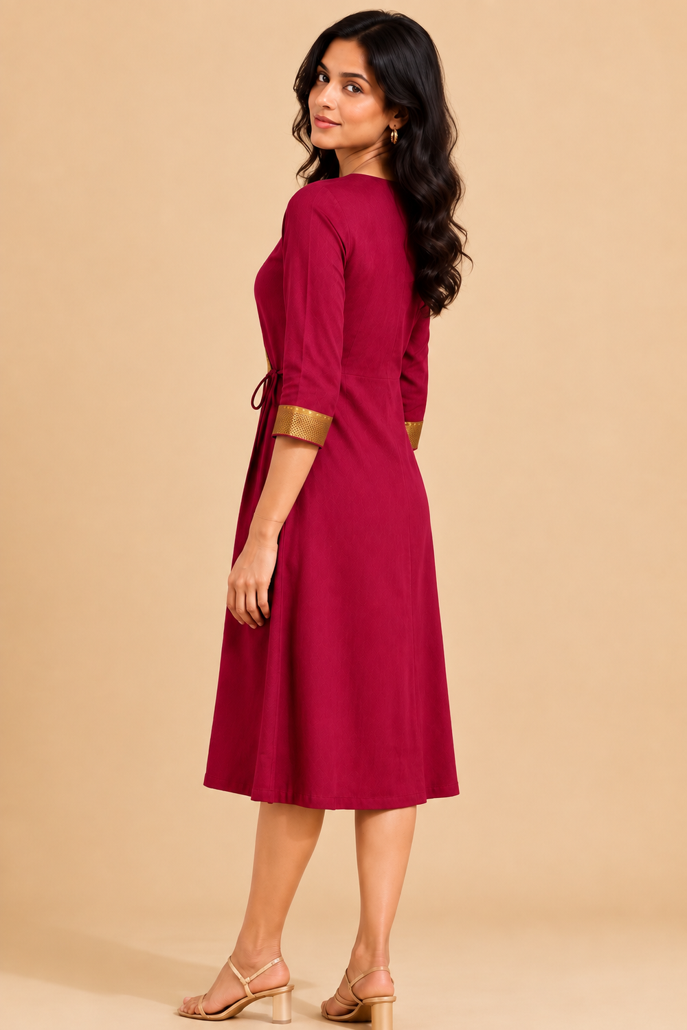 Mandira | Wrap Chilli Red Mangalgiri Cotton BreezeFit™ Dress