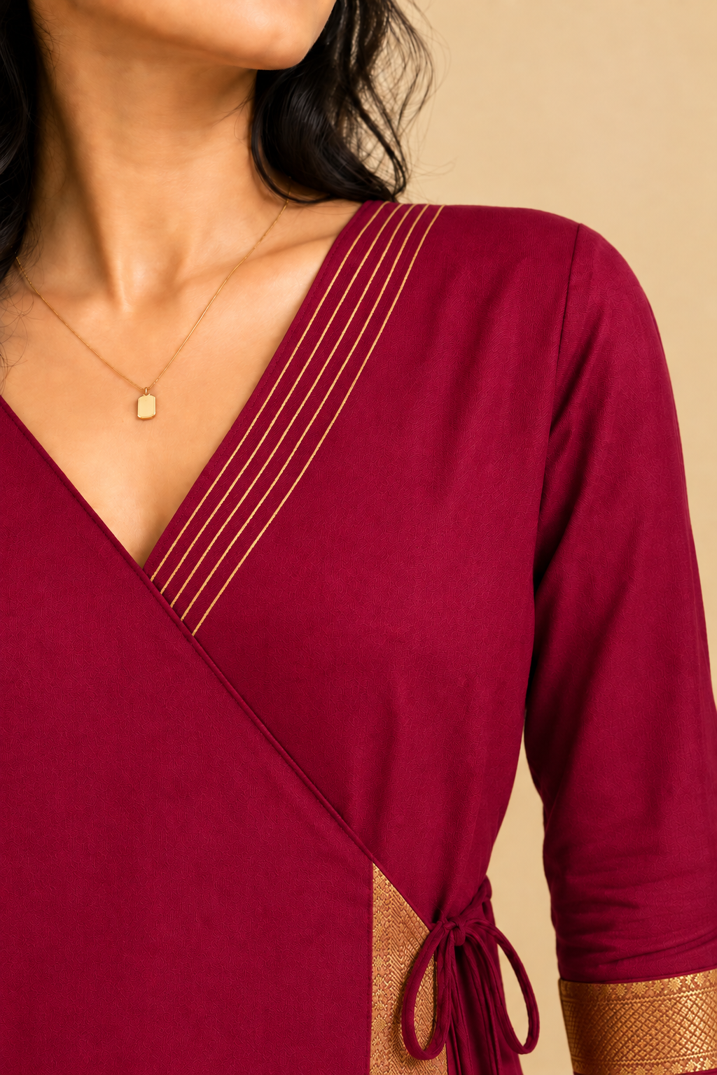 Mandira | Wrap Chilli Red Mangalgiri Cotton BreezeFit™ Dress