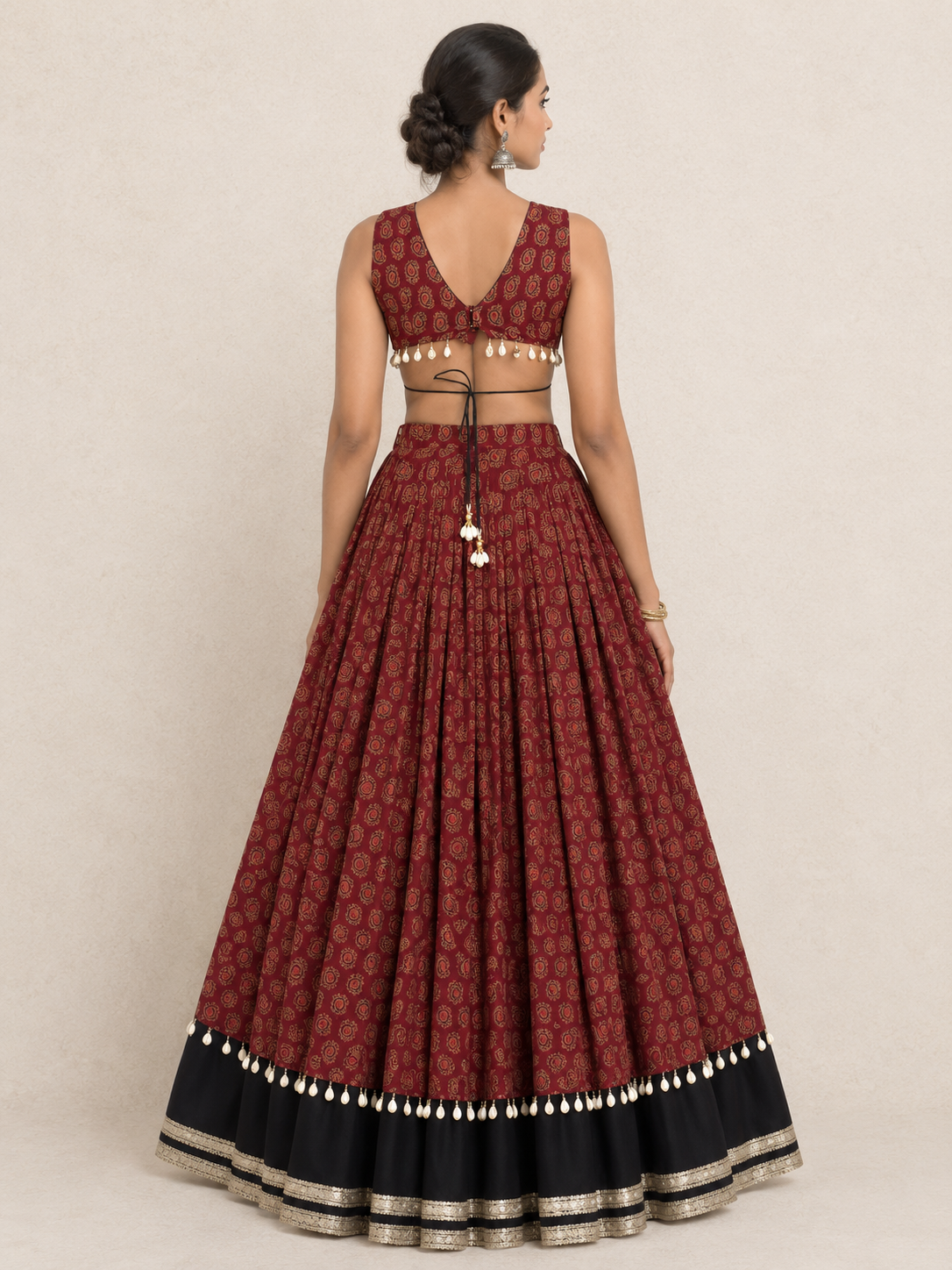Vrinda | Block Printed Red Mango Cotton FlareFit™ lehenga
