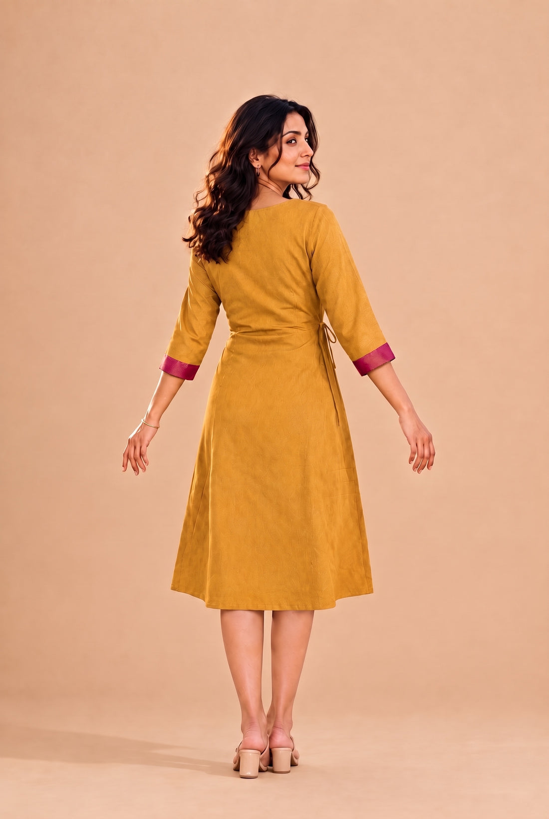 Mandira | Wrap Turmeric Yellow Mangalgiri Cotton BreezeFit™ Dress