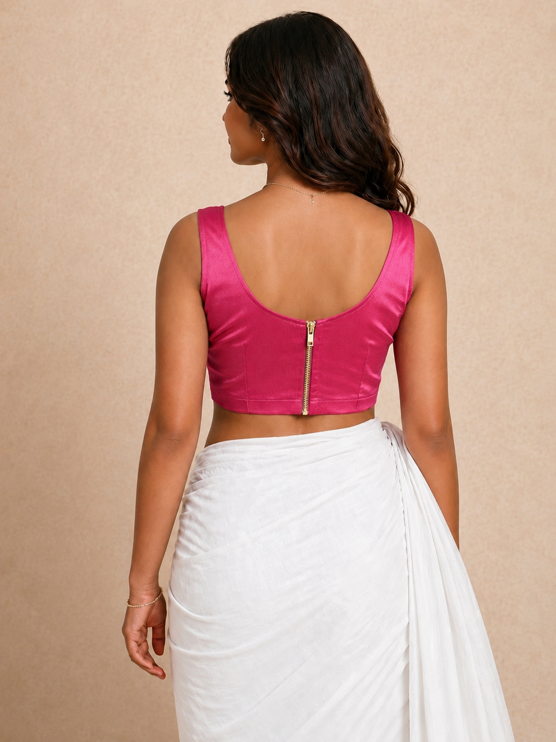 Mishka | Duet Reversible StretchFit Blouse | Cerise Pink Satin Lycra + Mangoshake Yellow Rayon Lycra
