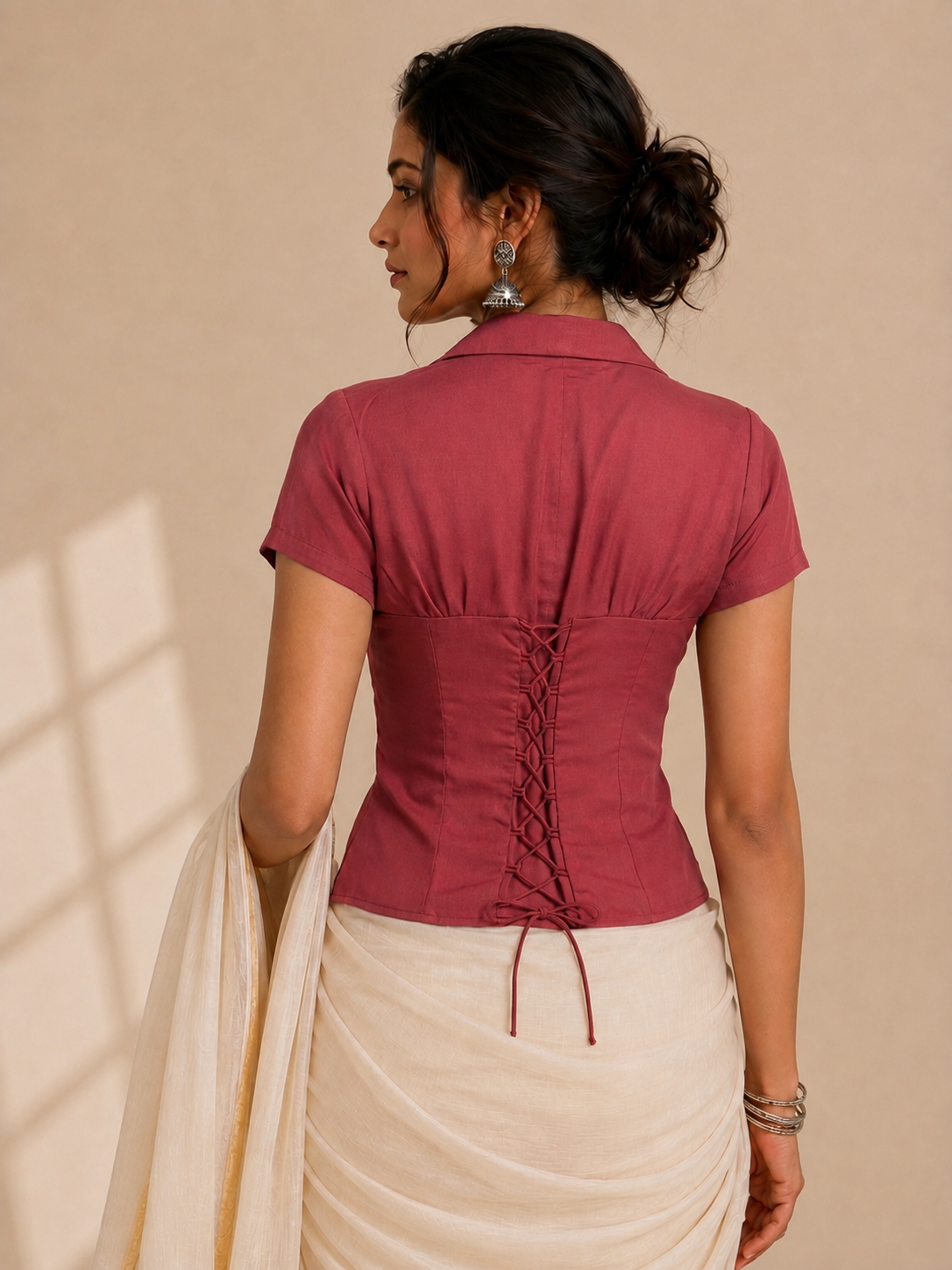 Advika Short Sleeve Rose Pink viscose Cinchfit™ Corset Top