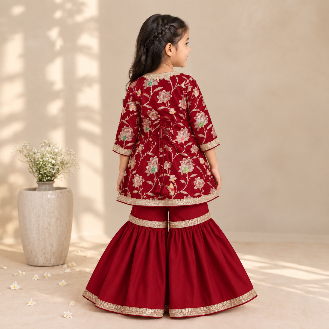 Jugnu x Tyohaar | Red Meenakari Angrakha-Sharara Set