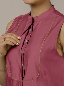 Eira x Rozaana | A Line Kurta w/ Mandarin Collar in Rose Pink | Coords or Only Kurta