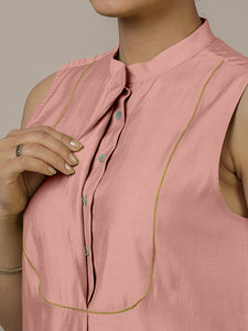 Eira x Rozaana | A Line Kurta w/ Mandarin Collar in Sea Pink | Coords or Only Kurta