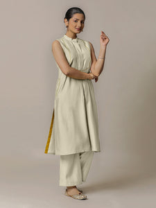 Eira x Rozaana | A Line Kurta w/ Mandarin Collar in Ivory | Coords or Only Kurta