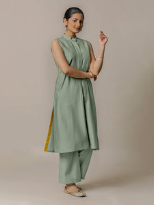 Eira x Rozaana | A Line Kurta w/ Mandarin Collar in Mint Green | Coords or Only Kurta