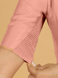 Erum x Rozaana | Elbow Sleeves Saree Blouse in Sea Pink