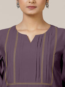  Esha x Rozaana | A Line Kurta in Purple Mauve with Thread Work_4