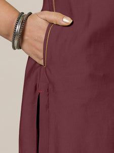  Esha x Rozaana | A Line Kurta in Deep Maroon with Thread Work_3