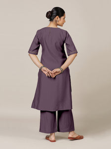  Esha x Rozaana | A Line Kurta in Purple Mauve with Thread Work_2