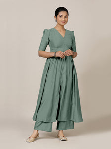 Faiza x Rozaana | A Line Kurta in Mint Green with Thread Work | Coords or Only Kurta