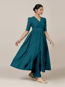 Faiza x Rozaana | A Line Kurta in Crystal Teal with Thread Work | Coords or Only Kurta