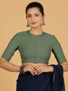 Farida x Rozaana | Regular Sleeves Saree Blouse in Hunter Green