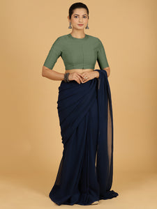 Farida x Rozaana | Regular Sleeves Saree Blouse in Hunter Green