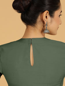 Farida x Rozaana | Regular Sleeves Saree Blouse in Pine Green