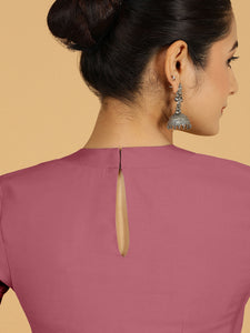 Farida x Rozaana | Regular Sleeves Saree Blouse in Rose Pink
