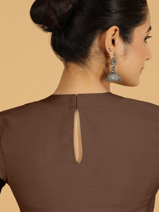 Farida x Rozaana | Regular Sleeves Saree Blouse in Walnut Brown