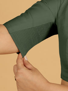 Farida x Rozaana | Regular Sleeves Saree Blouse in Pine Green