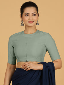 Farida x Rozaana | Regular Sleeves Saree Blouse in Mint Green