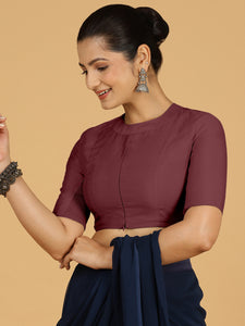Farida x Rozaana | Regular Sleeves Saree Blouse in Deep Maroon