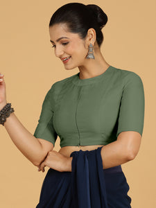 Farida x Rozaana | Regular Sleeves Saree Blouse in Hunter Green
