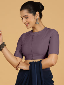 Farida x Rozaana | Regular Sleeves Saree Blouse in Purple Mauve