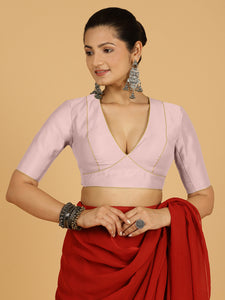 Ghazal x Rozaana | Elbow Sleeves Saree Blouse in Lilac