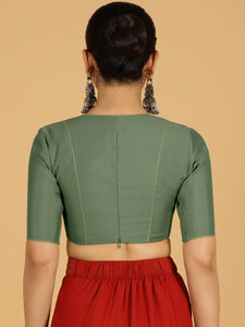 Ghazal x Rozaana | Elbow Sleeves Saree Blouse in Hunter Green