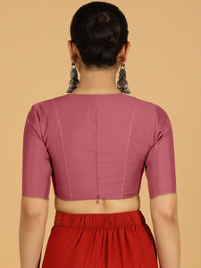 Ghazal x Rozaana | Elbow Sleeves Saree Blouse in Rose Pink