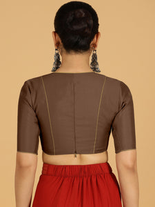 Ghazal x Rozaana | Elbow Sleeves Saree Blouse in Walnut Brown