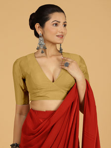 Ghazal x Rozaana | Elbow Sleeves Saree Blouse in Dijon Mustard