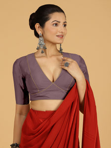 Ghazal x Rozaana | Elbow Sleeves Saree Blouse in Purple Mauve