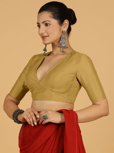 Ghazal x Rozaana | Elbow Sleeves Saree Blouse in Dijon Mustard