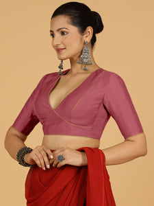 Ghazal x Rozaana | Elbow Sleeves Saree Blouse in Rose Pink