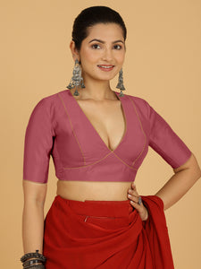 Ghazal x Rozaana | Elbow Sleeves Saree Blouse in Rose Pink