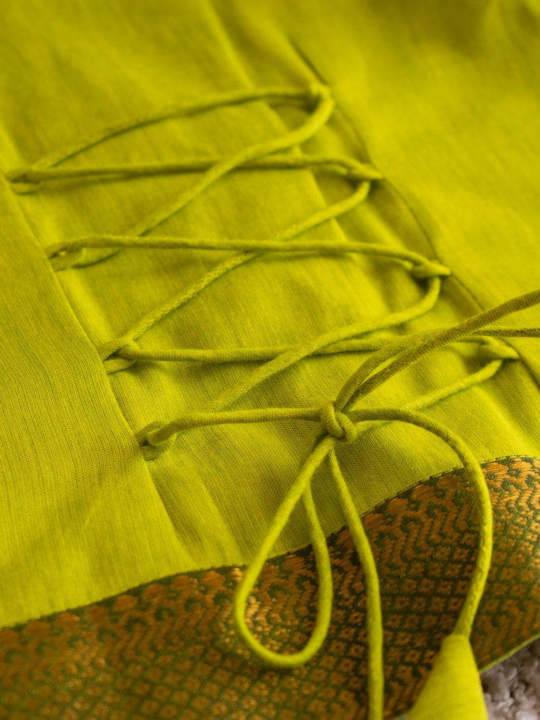 Gungun x Tyohaar | Radiant Citron Mangalgiri Cotton Ready-To-Wear Saree