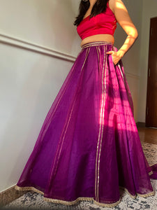 Heer x Tyohaar | Lehenga Skirt in Purple Organza