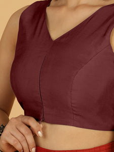 Hema x Rozaana |  Saree Blouse in Deep Maroon