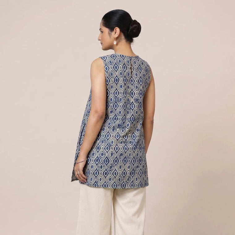 Blue Almond Motif Print – 2