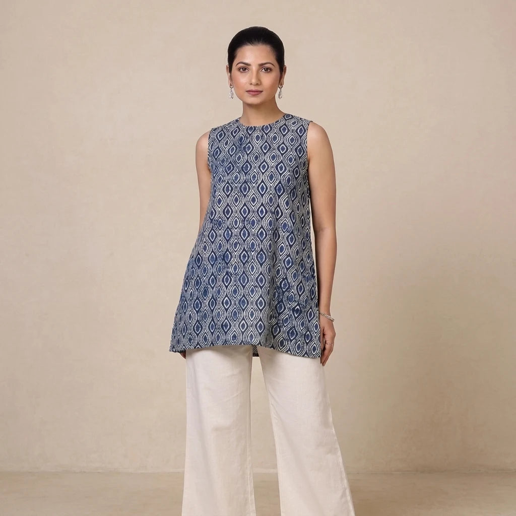 Blue Almond Motif Print – main