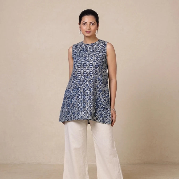 Blue Almond Motif Print – main