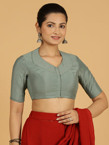 Pallavi x Rozaana | Elbow Sleeves Saree Blouse in Mint Green