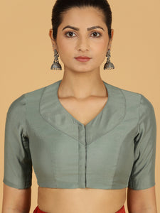 Pallavi x Rozaana | Elbow Sleeves Saree Blouse in Mint Green