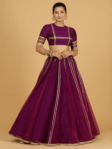 Heer x Tyohaar | Lehenga Skirt in Purple Organza