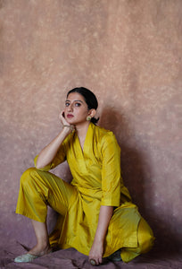 Vanya x Tyohaar | Lemon Yellow Art Silk Kurta Pant Set