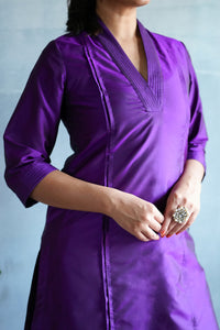 Vanya x Tyohaar | Purple Art Silk Kurta Pant Set