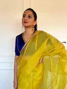  Begum x Tyohaar | Elbow Sleeves Saree Blouse in Cobalt Blue_6