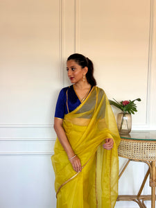 Begum x Tyohaar | Elbow Sleeves Saree Blouse in Cobalt Blue